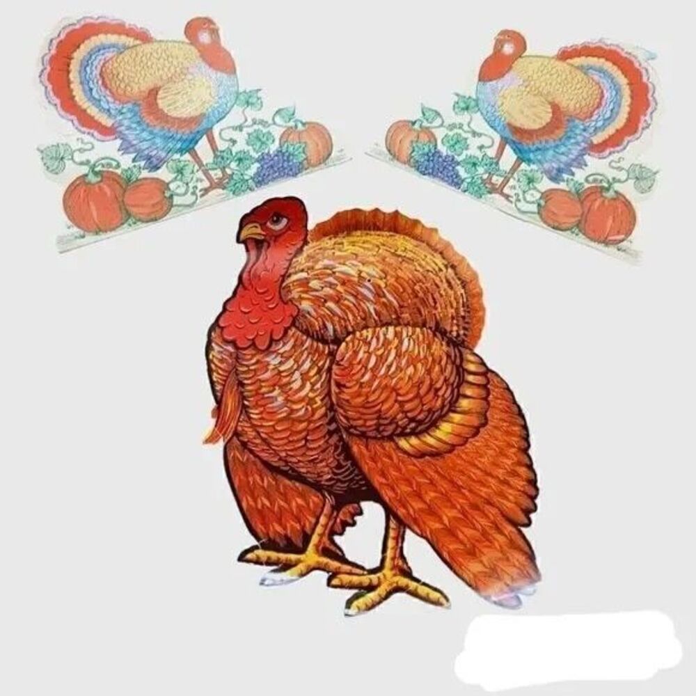 VTG 70s Beistle‎ Thanksgiving Cardboard Cutout Decorations Fall Autumn Lot Set